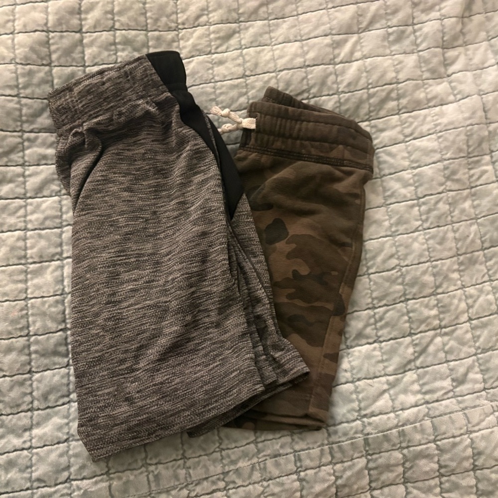 Old Navy Gray Heather Active Shorts & Olive Camo Lounge Shorts - 2-Pack